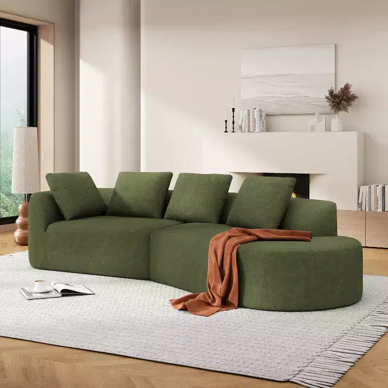 Christopher Knight Home 116 Modern Curved Sectional Sofa with High-Density Sponge and 4 Pillows
