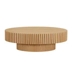 Oval/Square Coffee Table Minimalist Fluted Center Table Accent Table, Natural Ash/Walnut/Matt Black-ModernLuxe