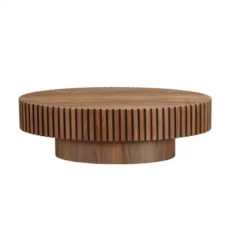 Oval/Square Coffee Table Minimalist Fluted Center Table Accent Table, Natural Ash/Walnut/Matt Black-ModernLuxe