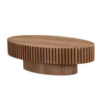 Oval/Square Coffee Table Minimalist Fluted Center Table Accent Table, Natural Ash/Walnut/Matt Black-ModernLuxe