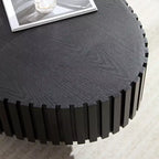 Oval/Square Coffee Table Minimalist Fluted Center Table Accent Table, Natural Ash/Walnut/Matt Black-ModernLuxe