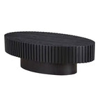 Oval/Square Coffee Table Minimalist Fluted Center Table Accent Table, Natural Ash/Walnut/Matt Black-ModernLuxe
