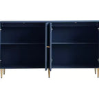 Modern Blue Lacquered 4 Door Wooden Cabinet Sideboard Buffet Server Cabinet Storage Cabinet
