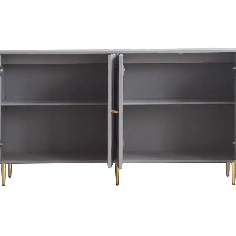 Modern Blue Lacquered 4 Door Wooden Cabinet Sideboard Buffet Server Cabinet Storage Cabinet