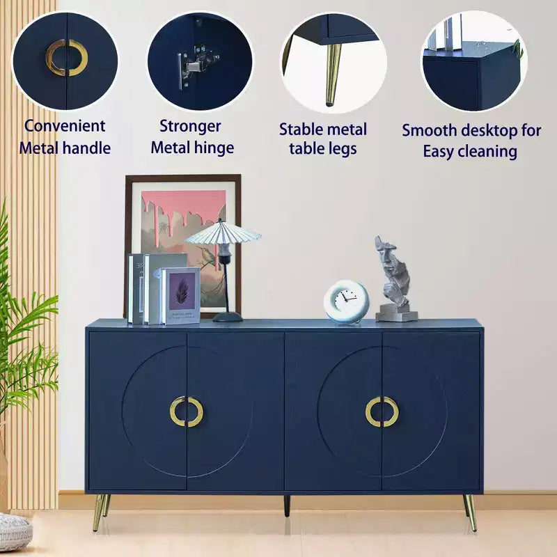 Modern Lacquered 4 Door Wooden Cabinet Sideboard Buffet Server Cabinet Storage Cabinet