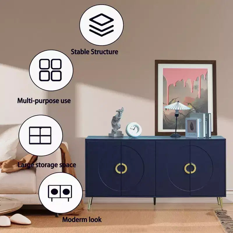 Modern Lacquered 4 Door Wooden Cabinet Sideboard Buffet Server Cabinet Storage Cabinet