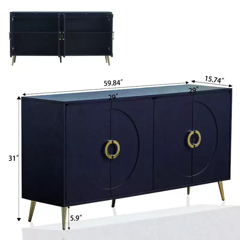 Modern Lacquered 4 Door Wooden Cabinet Sideboard Buffet Server Cabinet Storage Cabinet