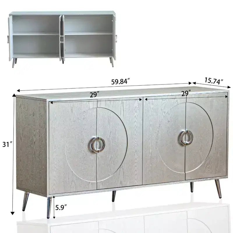 Modern Lacquered 4 Door Wooden Cabinet Sideboard Buffet Server Cabinet Storage Cabinet