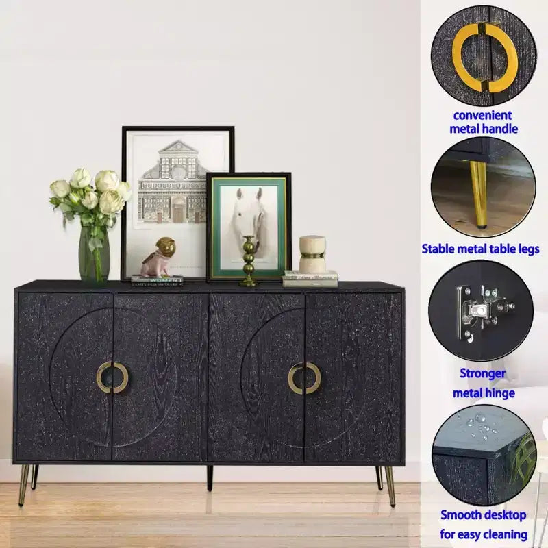 Modern Lacquered 4 Door Wooden Cabinet Sideboard Buffet Server Cabinet Storage Cabinet