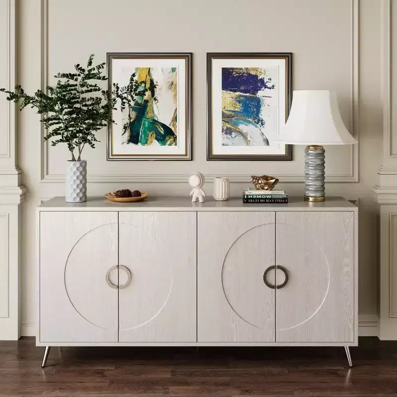 Modern Lacquered 4 Door Wooden Cabinet Sideboard Buffet Server Cabinet Storage Cabinet