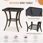 EROMMY Outdoor Swivel Rocker Bistro Set - 3 Piece Wicker Patio Set With 2 Swivel Rocking Chairs, Cushions, And Tempered Glass Side Table