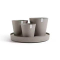 Ecopots Dubai Self Watering Durable Modern Round Indoor/Outdoor Recycled-Based Composite Flower Pot Planters w/Wheels and Saucer, Taupe, 22