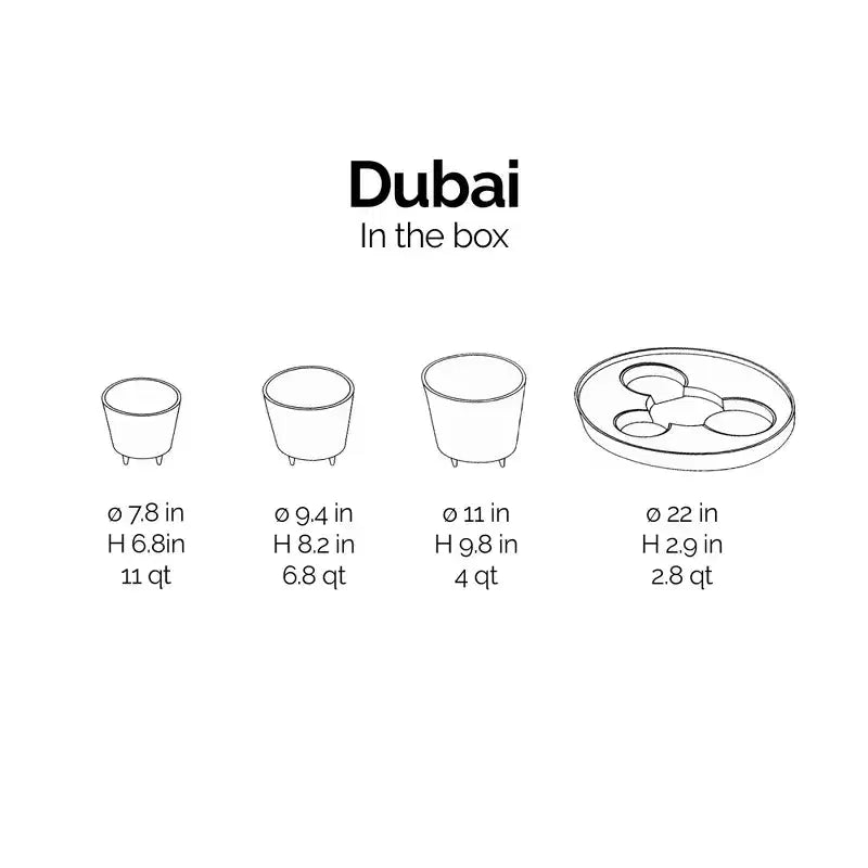 Ecopots Dubai Self Watering Durable Modern Round Indoor/Outdoor Recycled-Based Composite Flower Pot Planters w/Wheels and Saucer, Taupe, 22