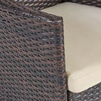GDFStudio Brantly Outdoor Acacia Wood and Wicker 3 Piece Bistro Set with Cushions