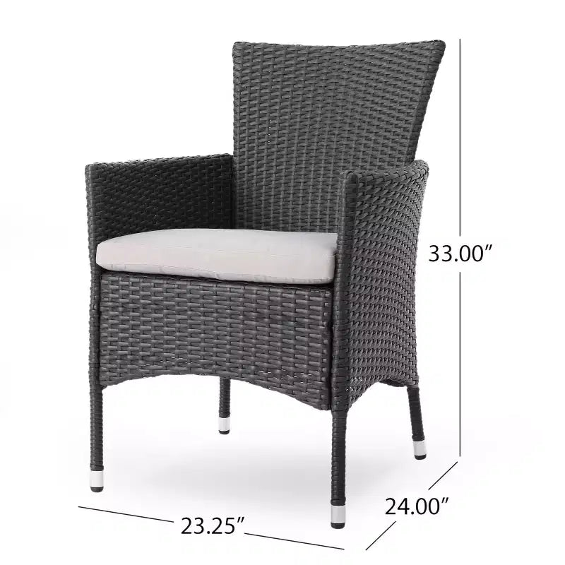 GDFStudio Brantly Outdoor Acacia Wood and Wicker 3 Piece Bistro Set with Cushions
