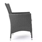 GDFStudio Brantly Outdoor Acacia Wood and Wicker 3 Piece Bistro Set with Cushions