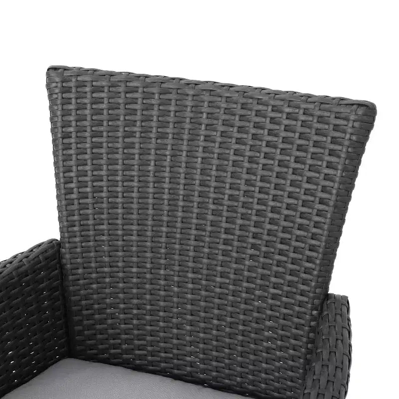 GDFStudio Brantly Outdoor Acacia Wood and Wicker 3 Piece Bistro Set with Cushions