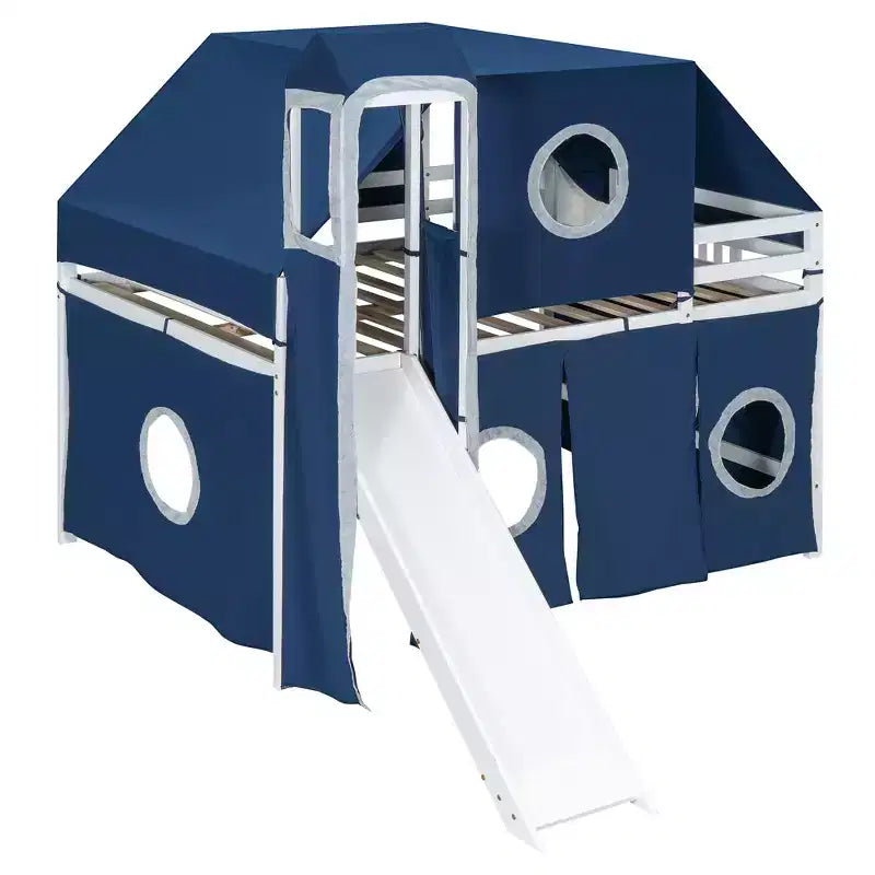 Whisen Twin Size Loft Bed with Tent and Tower