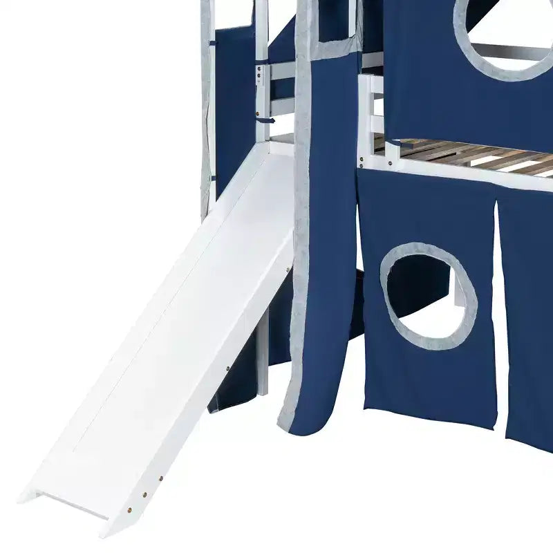 Whisen Twin Size Loft Bed with Tent and Tower
