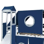 Whisen Twin Size Loft Bed with Tent and Tower