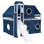 Whisen Twin Size Loft Bed with Tent and Tower