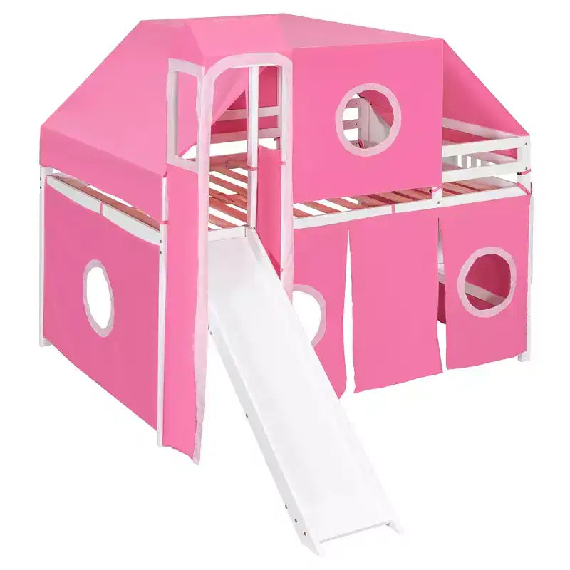Whisen Twin Size Loft Bed with Tent and Tower