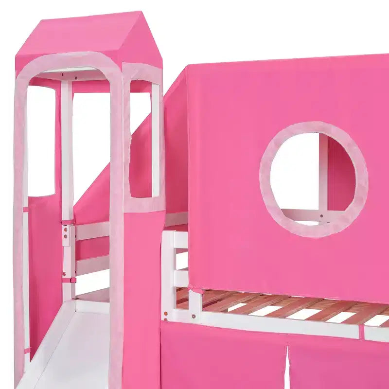 Whisen Twin Size Loft Bed with Tent and Tower