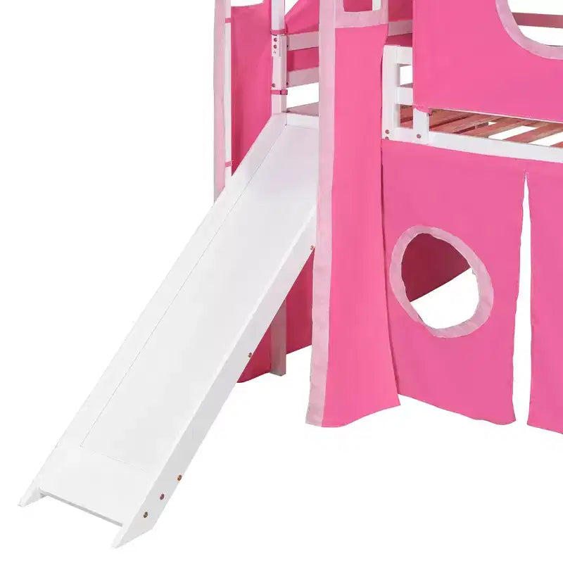 Whisen Twin Size Loft Bed with Tent and Tower