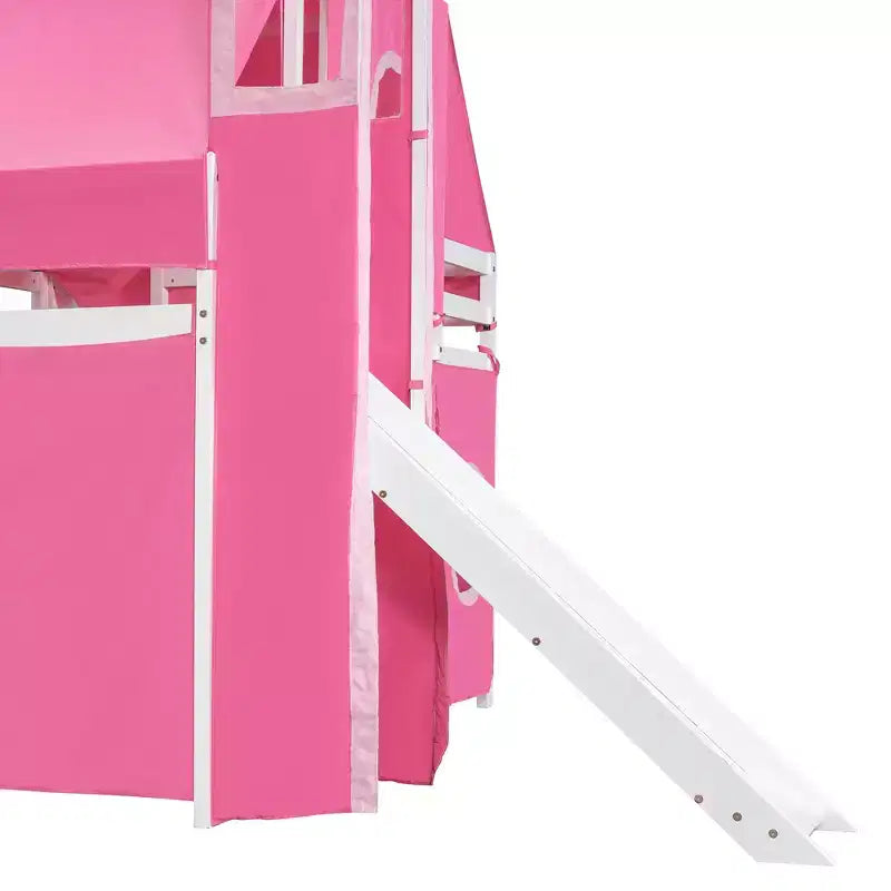 Whisen Twin Size Loft Bed with Tent and Tower