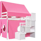 Whisen Twin Size Loft Bed with Tent and Tower