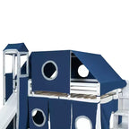 Whisen Twin Size Loft Bed with Tent and Tower
