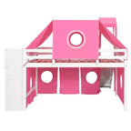 Whisen Twin Size Loft Bed with Tent and Tower