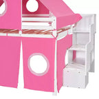 Whisen Twin Size Loft Bed with Tent and Tower