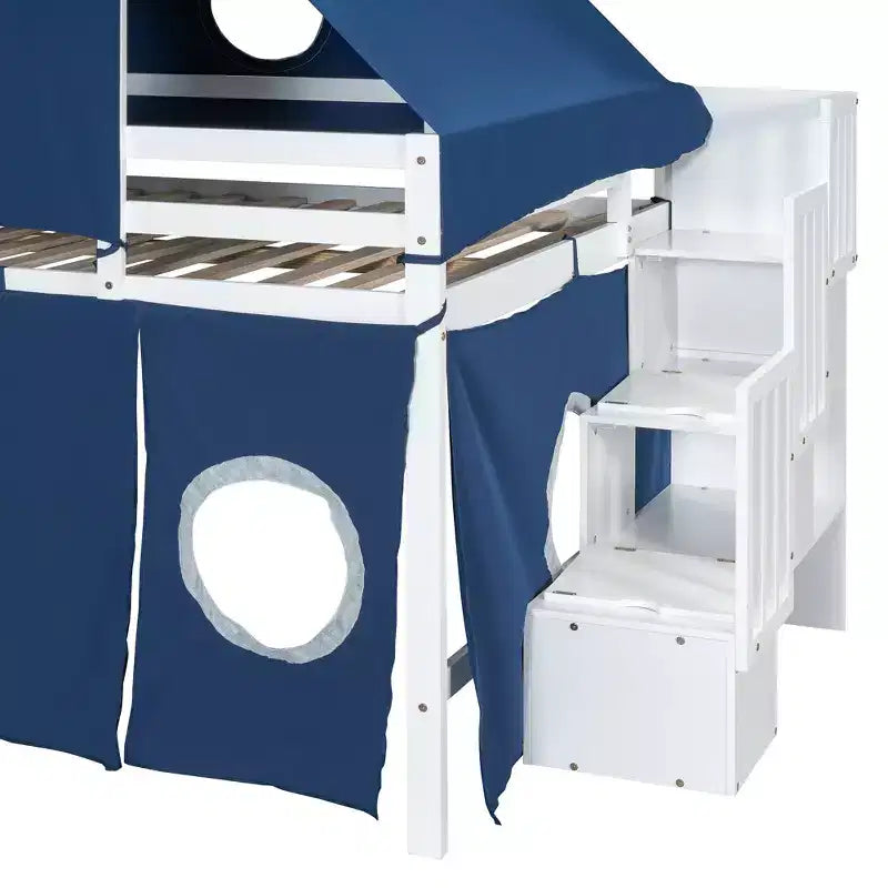 Whisen Twin Size Loft Bed with Tent and Tower