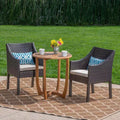 Christopher Knight Home Lorita Outdoor Acacia Wood and Wicker 3 Piece Bistro Set with Cushions