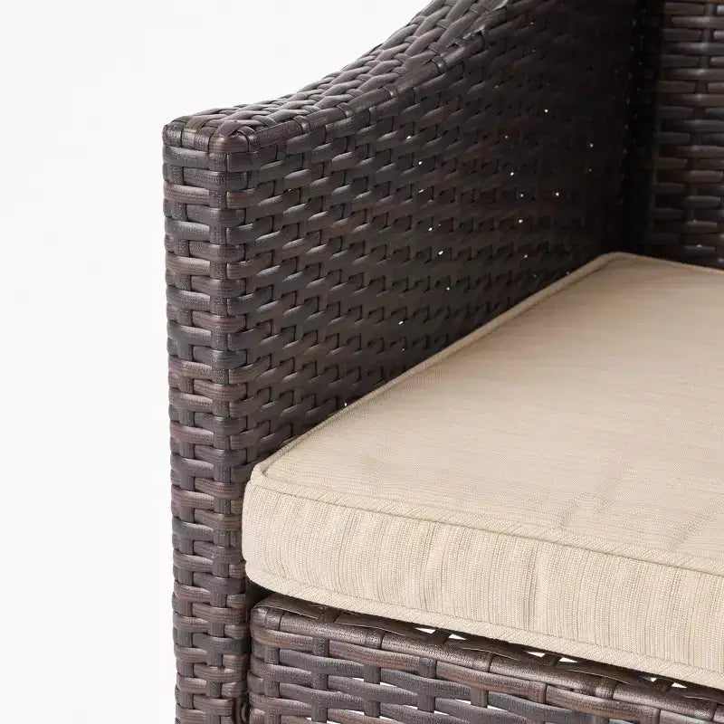 Christopher Knight Home Lorita Outdoor Acacia Wood and Wicker 3 Piece Bistro Set with Cushions