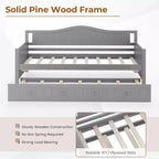 Costway Twin Size Daybed with Trundle Solid Wood Sofa Bed with Slats Support Guest Bed White/Gray