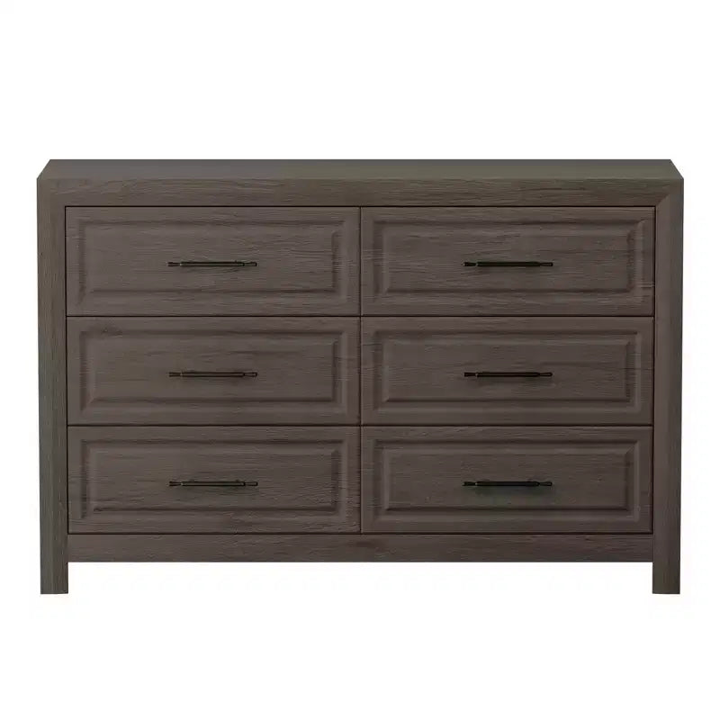6 Drawers Dresser, 37.99 Tall Wood Dresser Chest of Drawer, Rustic Storage Dresser Organizer with and Vintage Handle for Bedroom Closet Hallway