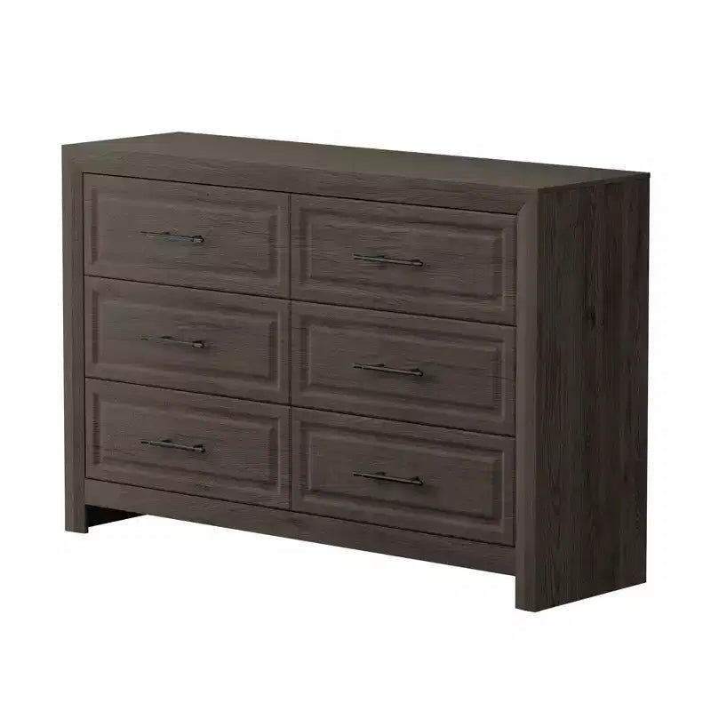 6 Drawers Dresser, 37.99 Tall Wood Dresser Chest of Drawer, Rustic Storage Dresser Organizer with and Vintage Handle for Bedroom Closet Hallway