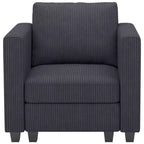 Belffin Corduroy Middle Seat Modular Sectional Couch Module Parts Convertible Modern Sectional Sofa Couch, Dark Grey