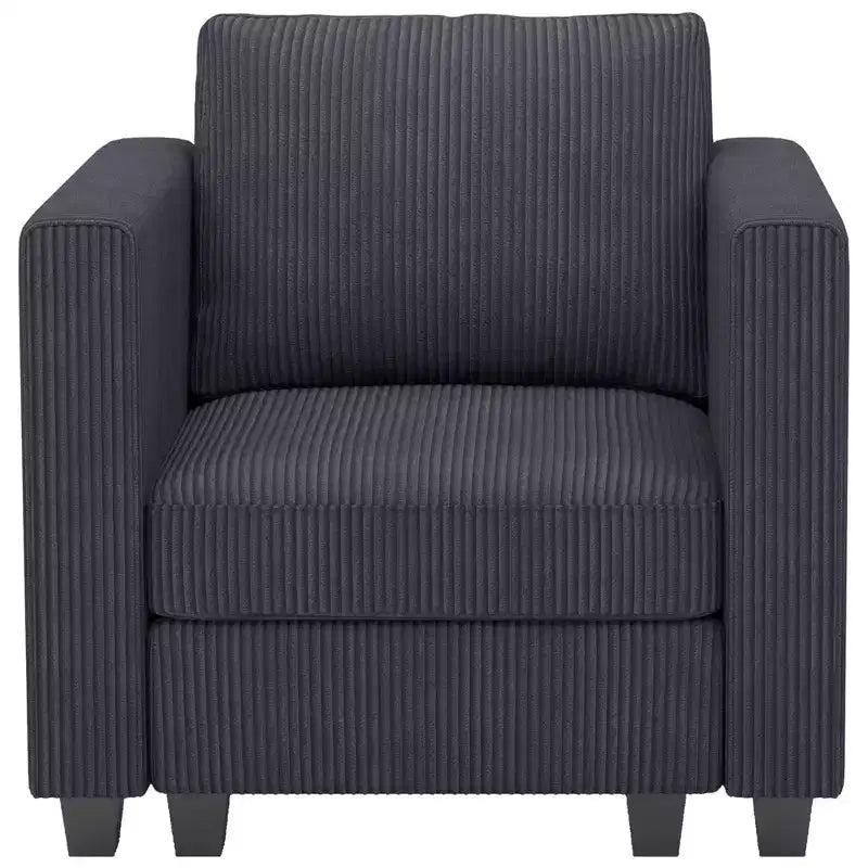 Belffin Corduroy Middle Seat Modular Sectional Couch Module Parts Convertible Modern Sectional Sofa Couch, Dark Grey