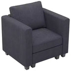 Belffin Corduroy Middle Seat Modular Sectional Couch Module Parts Convertible Modern Sectional Sofa Couch, Dark Grey
