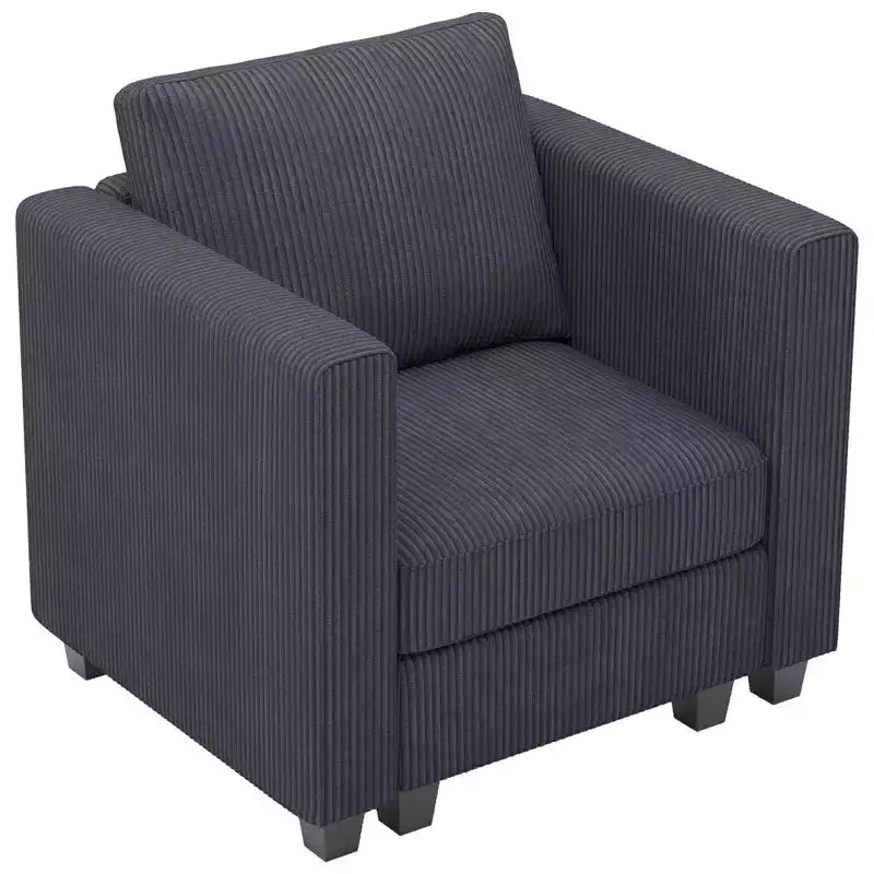 Belffin Corduroy Middle Seat Modular Sectional Couch Module Parts Convertible Modern Sectional Sofa Couch, Dark Grey