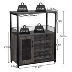Whizmax Wine Cabinet with Large Storage Space and Detachable Rack, Small Sideboard and Buffet Cabinet with Mesh Door