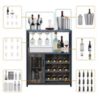 Whizmax Wine Cabinet with Large Storage Space and Detachable Rack, Small Sideboard and Buffet Cabinet with Mesh Door