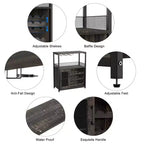 Whizmax Wine Cabinet with Large Storage Space and Detachable Rack, Small Sideboard and Buffet Cabinet with Mesh Door