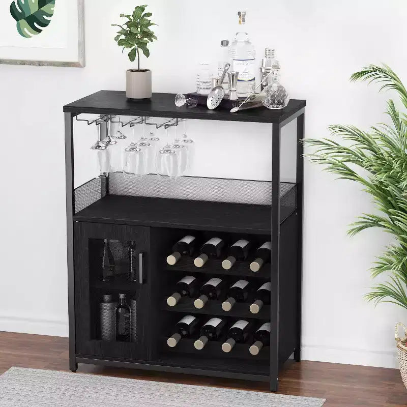 Whizmax Wine Cabinet with Large Storage Space and Detachable Rack, Small Sideboard and Buffet Cabinet with Mesh Door