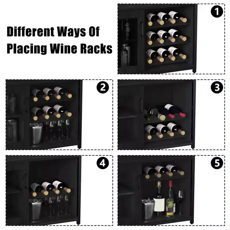 Whizmax Wine Cabinet with Large Storage Space and Detachable Rack, Small Sideboard and Buffet Cabinet with Mesh Door
