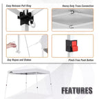 EAGLE PEAK 10x10ft Slant Leg Pop Up Canopy Tent,10x10 Base 8x8 Top