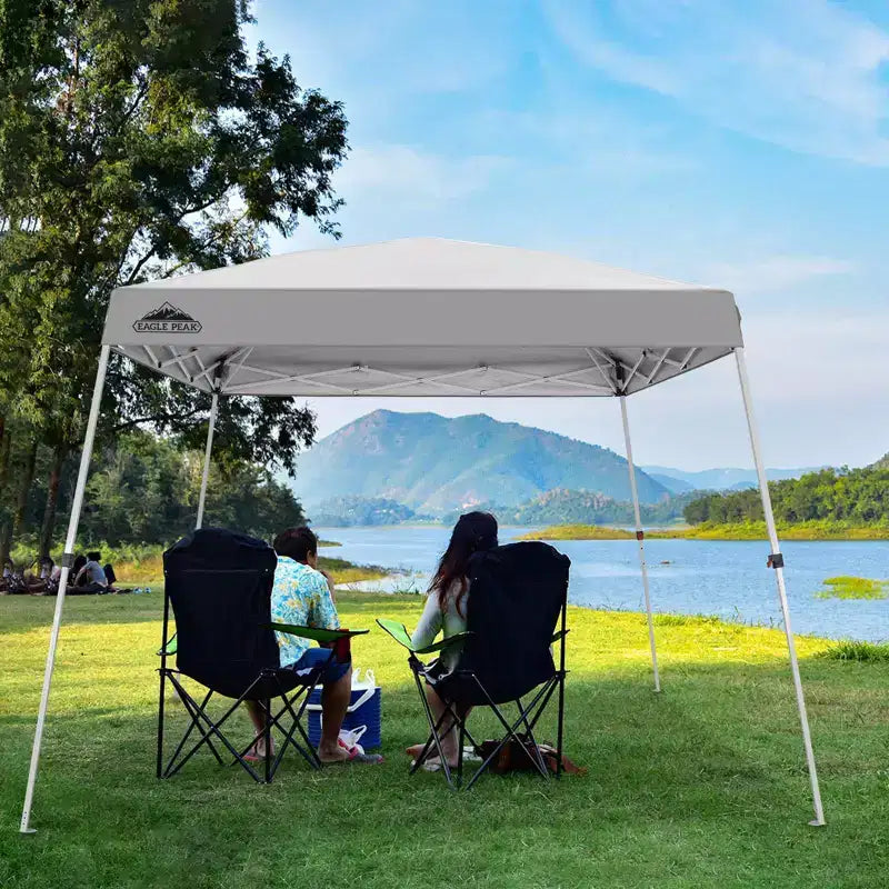 EAGLE PEAK 10x10ft Slant Leg Pop Up Canopy Tent,10x10 Base 8x8 Top